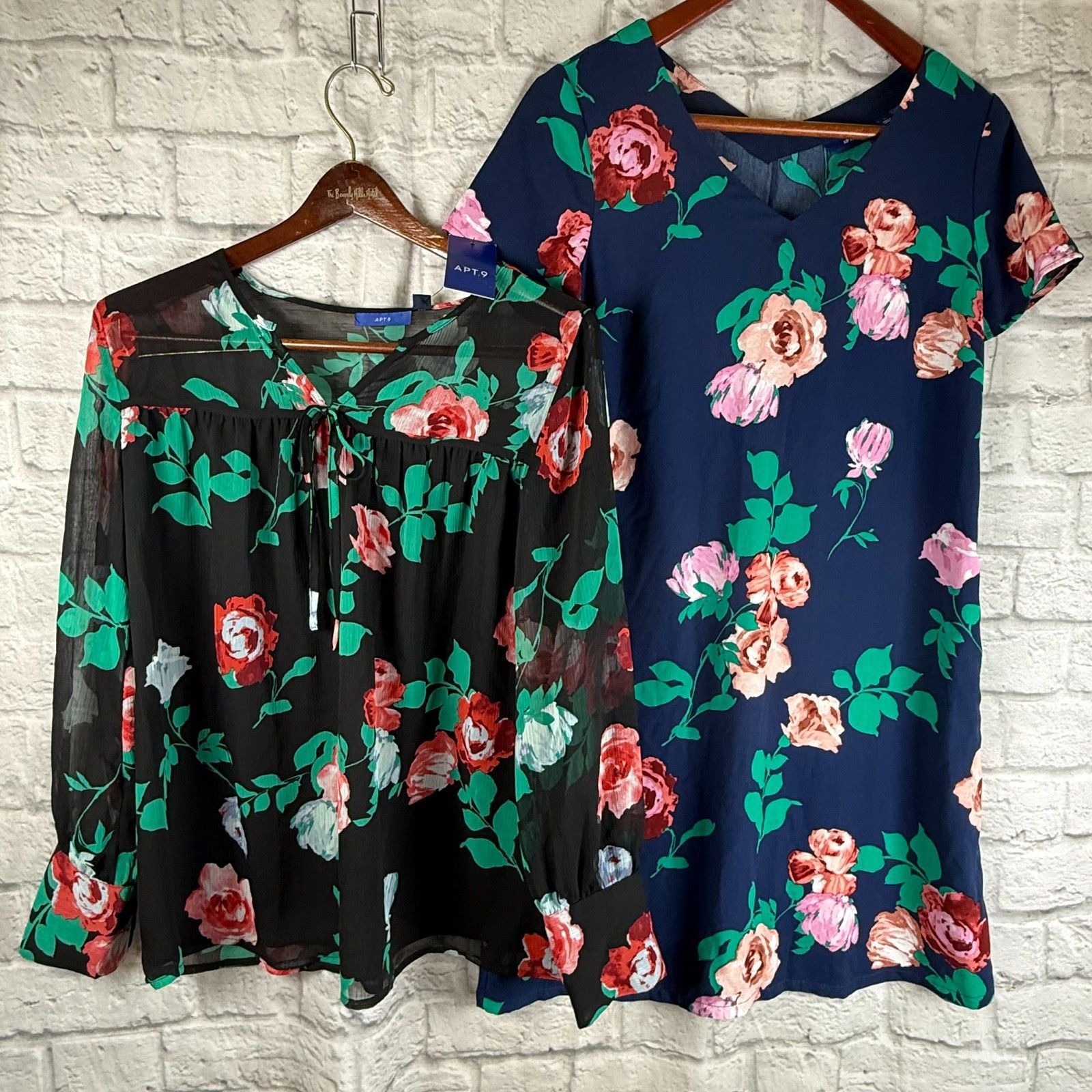 Lot Of 2 Apt 9 Dress + Shirt Women's Small Medium Floral Casual Sheer Summer Top